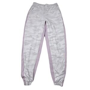 Athleta Brookyln Lined White Camo Jogger Pant Purple Athleisure Workout 14
